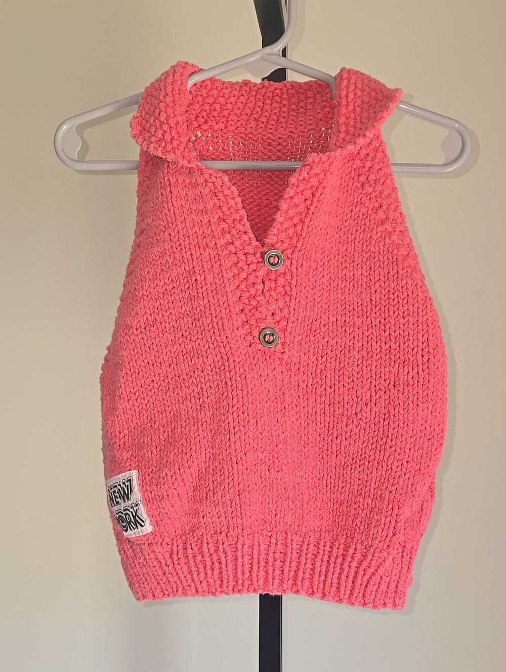 Pink Knit Button Halter Sweater Size:4/5T